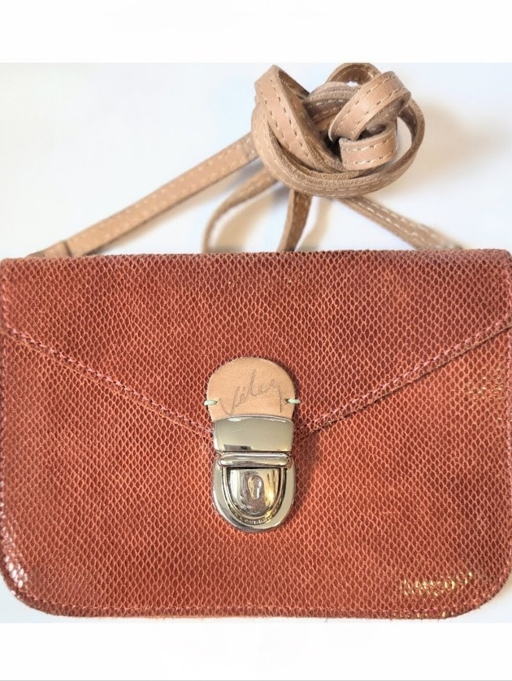 VELEZ Vintage Y2k Cross Body Crossbody All Leather Skinny Small     Flatbag